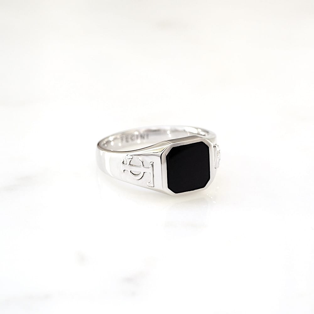 Octa Petit Signet Ring Black
