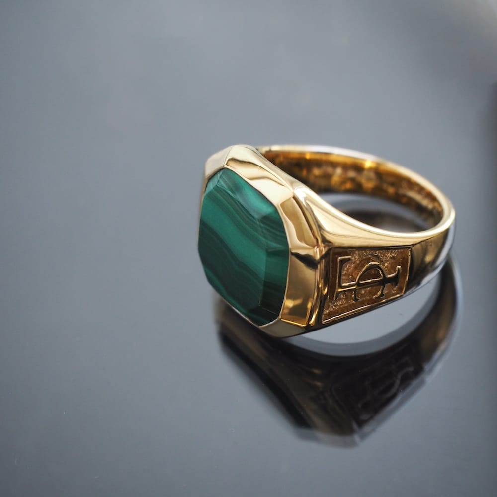 Octa Signet Ring Green Gold